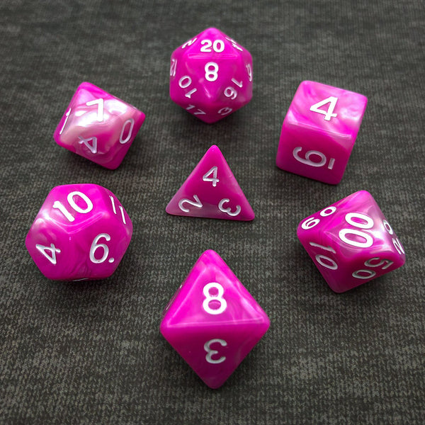 Pink and White with White Text - The Dice Viking - Dice Set