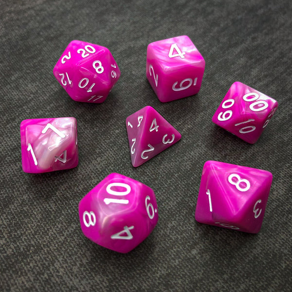 Pink and White with White Text - The Dice Viking - Dice Set