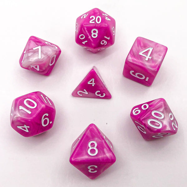 Pink and White with White Text - The Dice Viking - Dice Set