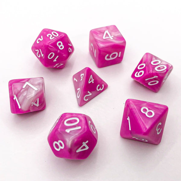 Pink and White with White Text - The Dice Viking - Dice Set