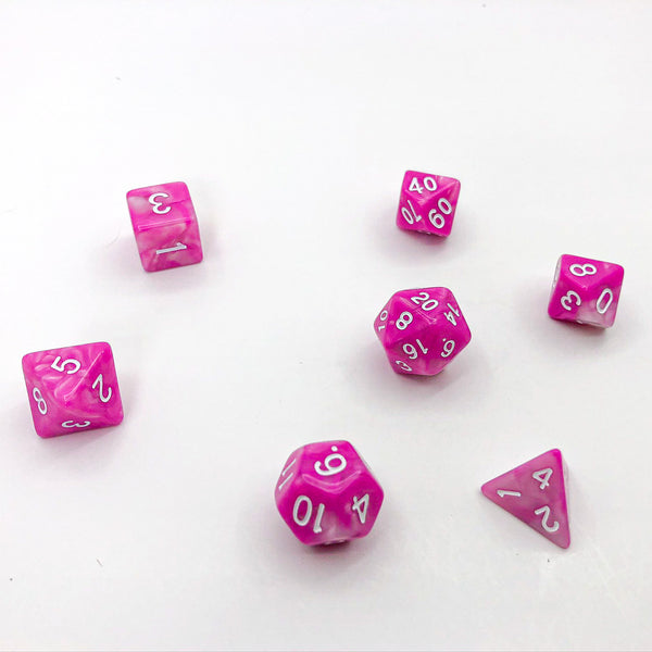 Pink and White with White Text - The Dice Viking - Dice Set