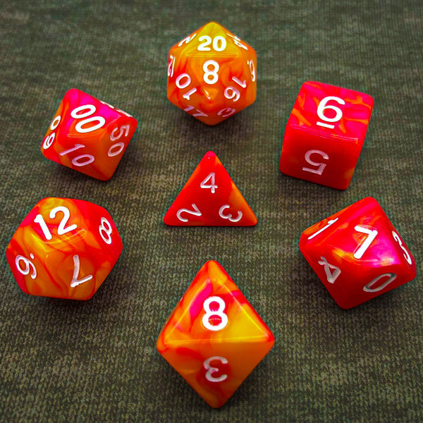 Orange and Pink with White Text - The Dice Viking - Dice Set