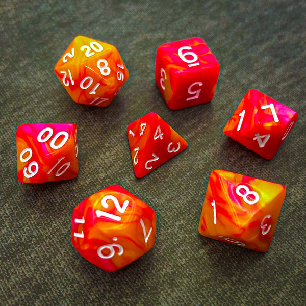 Orange and Pink with White Text - The Dice Viking - Dice Set