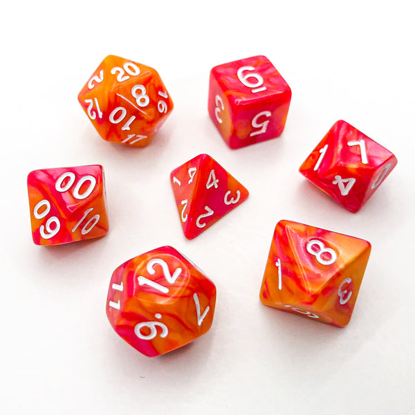 Orange and Pink with White Text - The Dice Viking - Dice Set