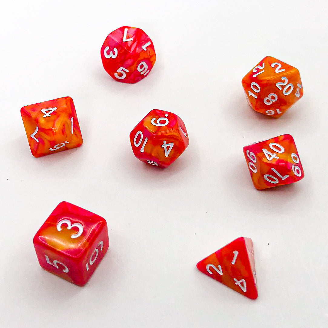 Orange and Pink with White Text - The Dice Viking - Dice Set