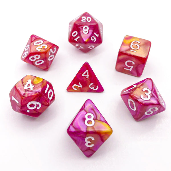 Yellow and Pink with White Text - The Dice Viking - Dice Set