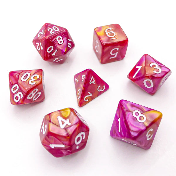 Yellow and Pink with White Text - The Dice Viking - Dice Set