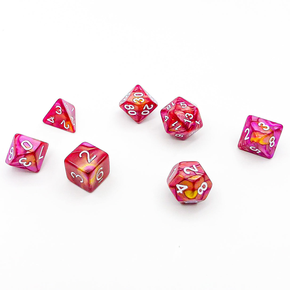 Yellow and Pink with White Text - The Dice Viking - Dice Set