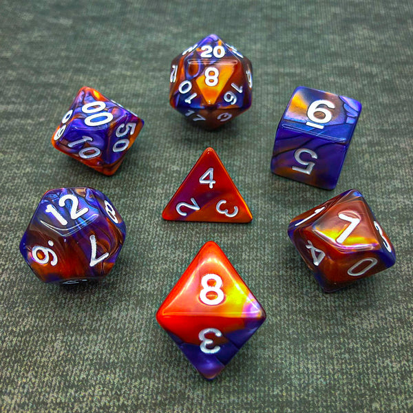 Purple and Orange with White Text - The Dice Viking - Dice Set