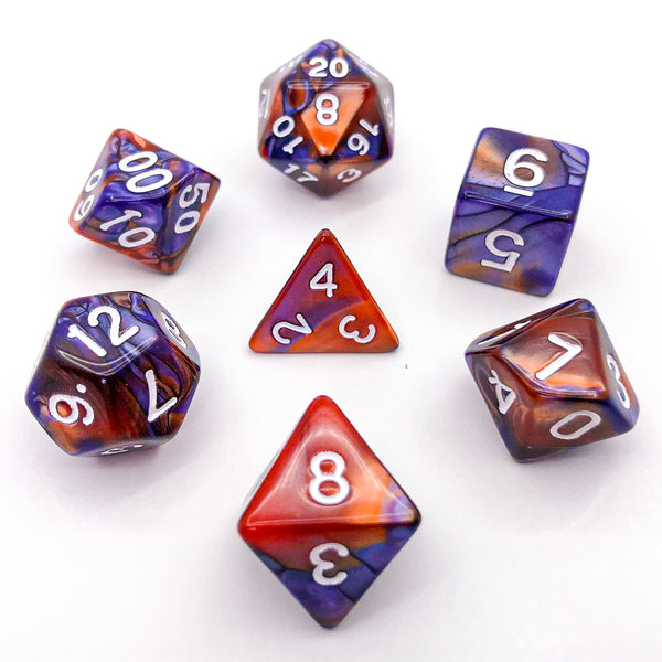 Purple and Orange with White Text - The Dice Viking - Dice Set