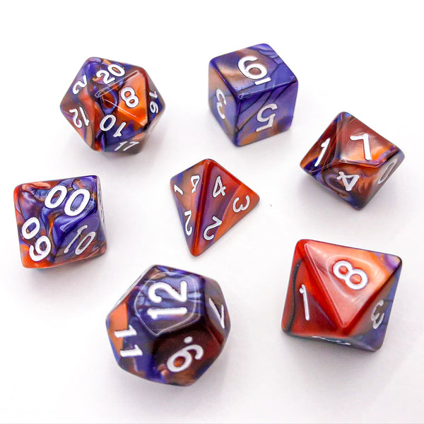 Purple and Orange with White Text - The Dice Viking - Dice Set