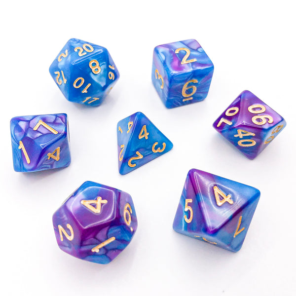 Blue and Purple with Gold Text - The Dice Viking - Dice Set