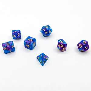 Blue and Purple with Gold Text - The Dice Viking - Dice Set