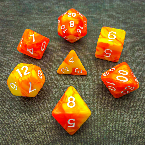 Orange and Yellow with White Text - The Dice Viking - Dice Set