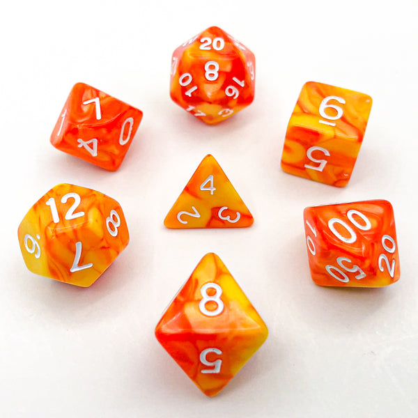 Orange and Yellow with White Text - The Dice Viking - Dice Set