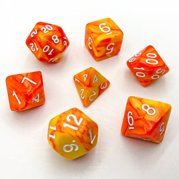 Orange and Yellow with White Text - The Dice Viking - Dice Set