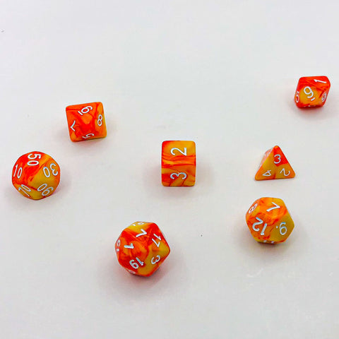 Orange and Yellow with White Text - The Dice Viking - Dice Set