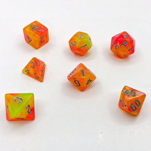 Orange and Yellow with Silver Text - The Dice Viking - Dice Set