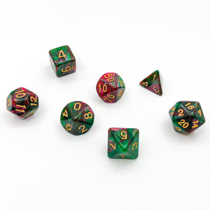 Red and Green with Gold Text - The Dice Viking - Dice Set