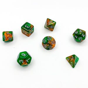 Green and Bronze with Silver Text - The Dice Viking - Dice Set