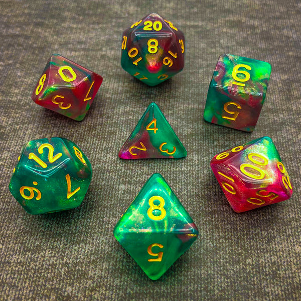 Translucent Red and Green - The Dice Viking - Dice Set