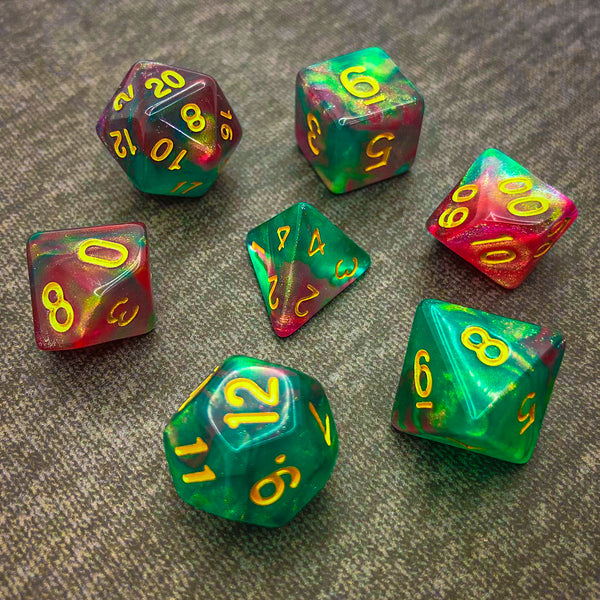 Translucent Red and Green - The Dice Viking - Dice Set