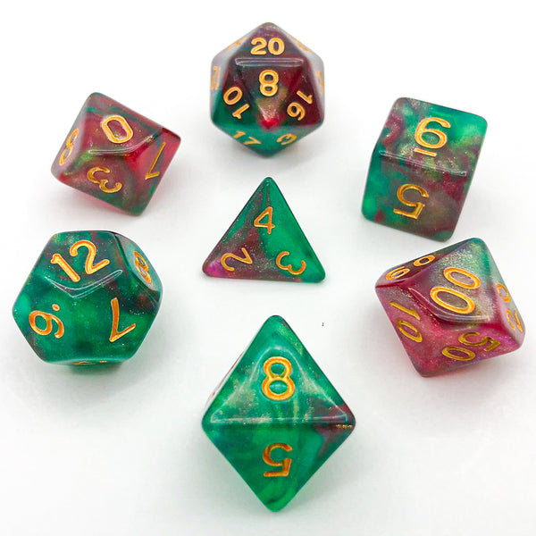 Translucent Red and Green - The Dice Viking - Dice Set