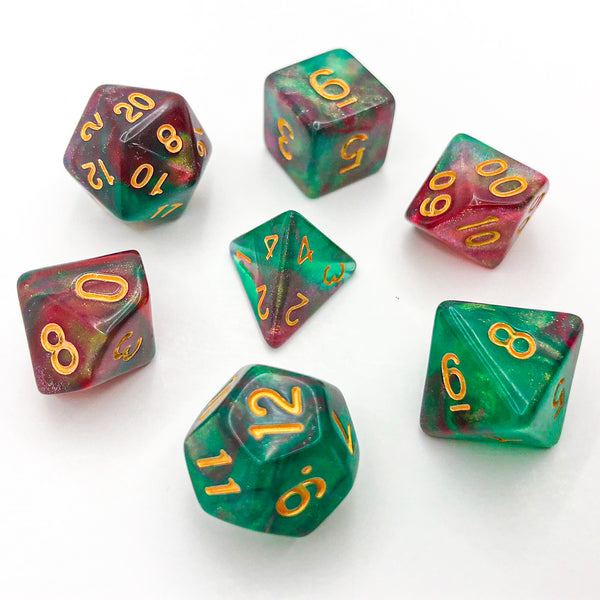 Translucent Red and Green - The Dice Viking - Dice Set