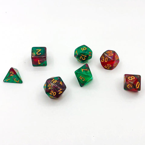 Translucent Red and Green - The Dice Viking - Dice Set