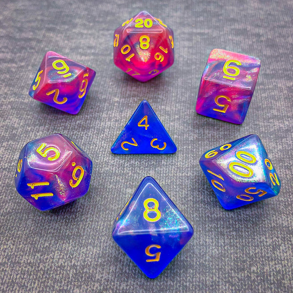 Blue and Violet with Gold Text - The Dice Viking - Dice Set