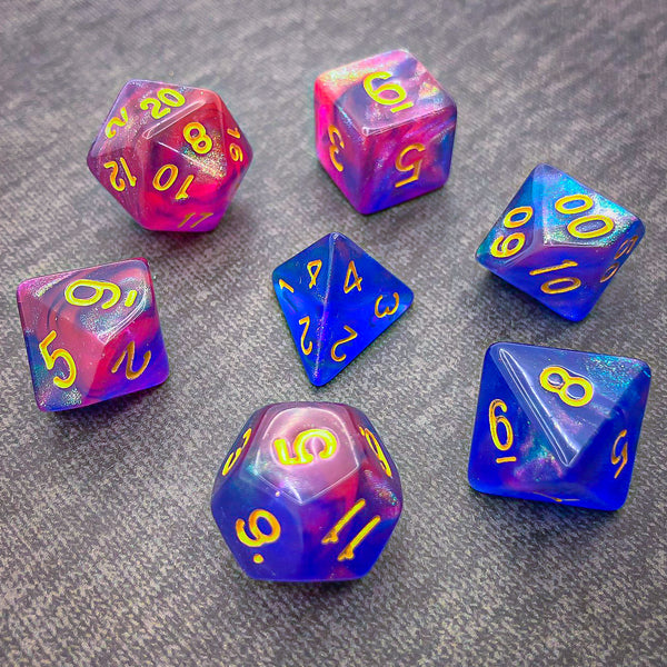 Blue and Violet with Gold Text - The Dice Viking - Dice Set