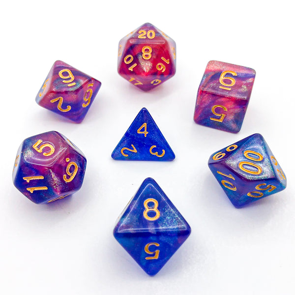 Blue and Violet with Gold Text - The Dice Viking - Dice Set