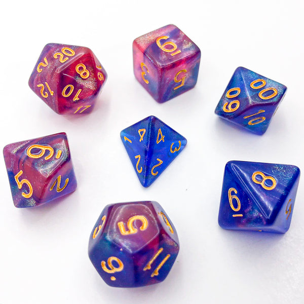 Blue and Violet with Gold Text - The Dice Viking - Dice Set