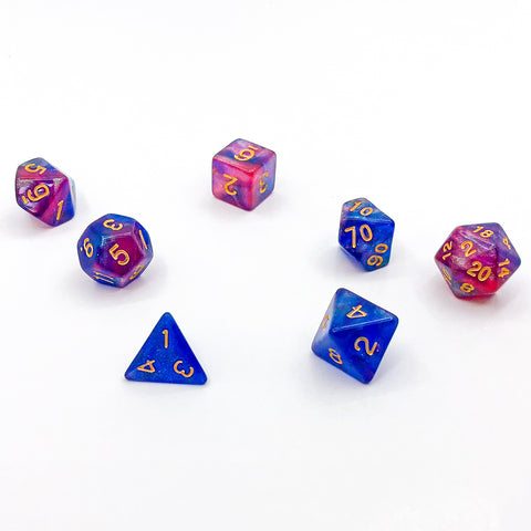 Blue and Violet with Gold Text - The Dice Viking - Dice Set