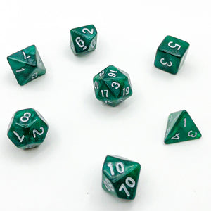 Green and Silver with Silver Text - The Dice Viking - Dice Set