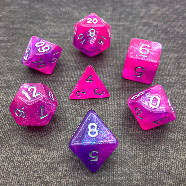 Purple and Pink with Silver Text - The Dice Viking - Dice Set