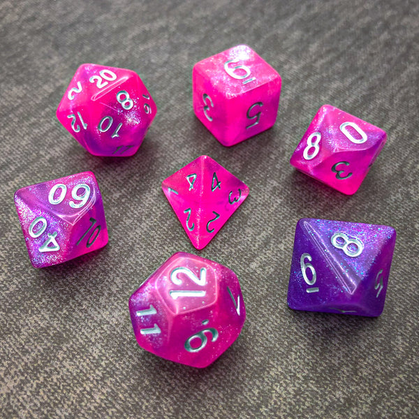 Purple and Pink with Silver Text - The Dice Viking - Dice Set