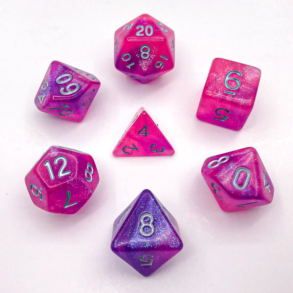 Purple and Pink with Silver Text - The Dice Viking - Dice Set