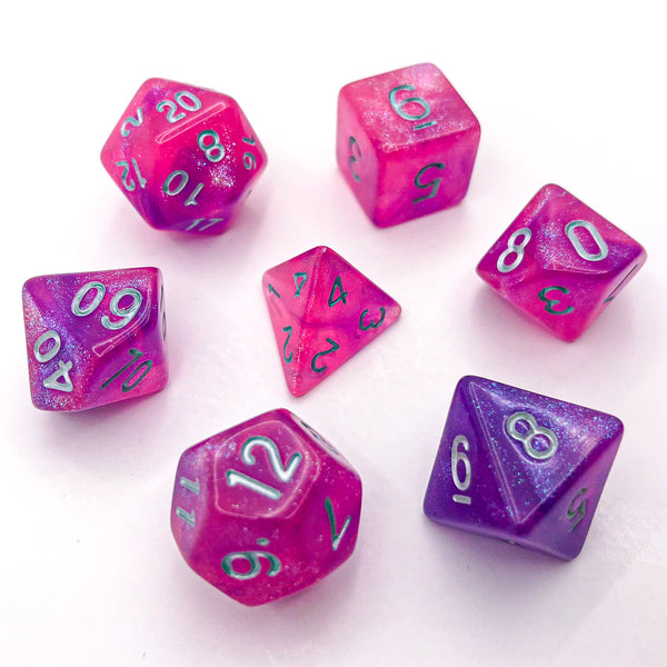 Purple and Pink with Silver Text - The Dice Viking - Dice Set