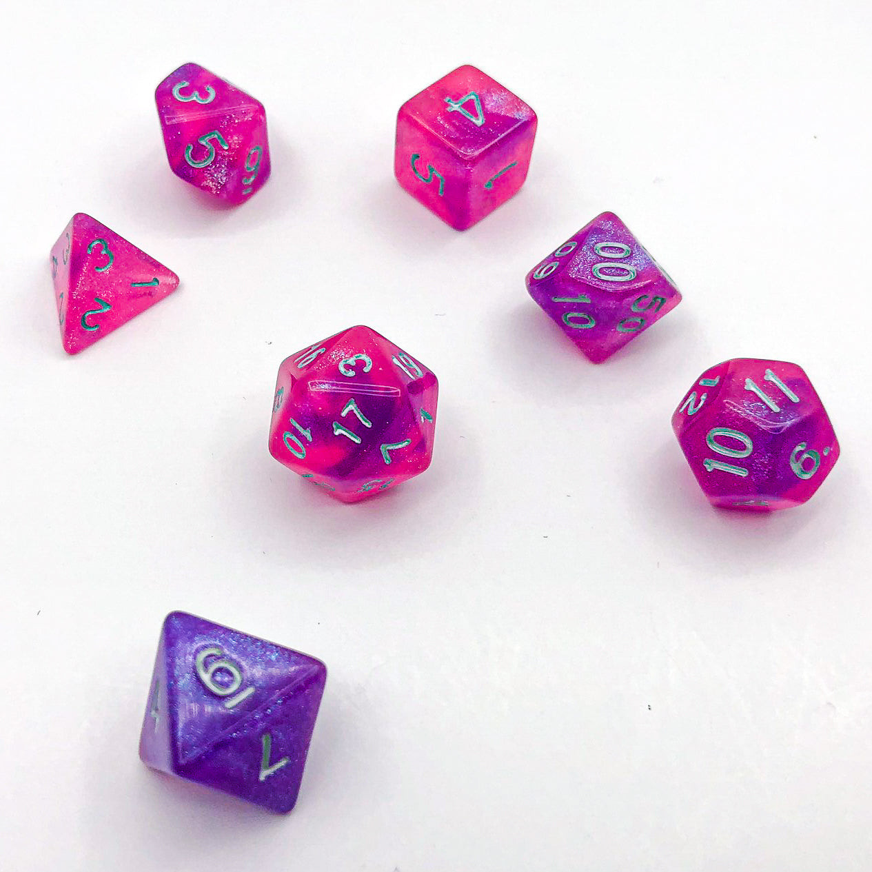 Purple and Pink with Silver Text - The Dice Viking - Dice Set