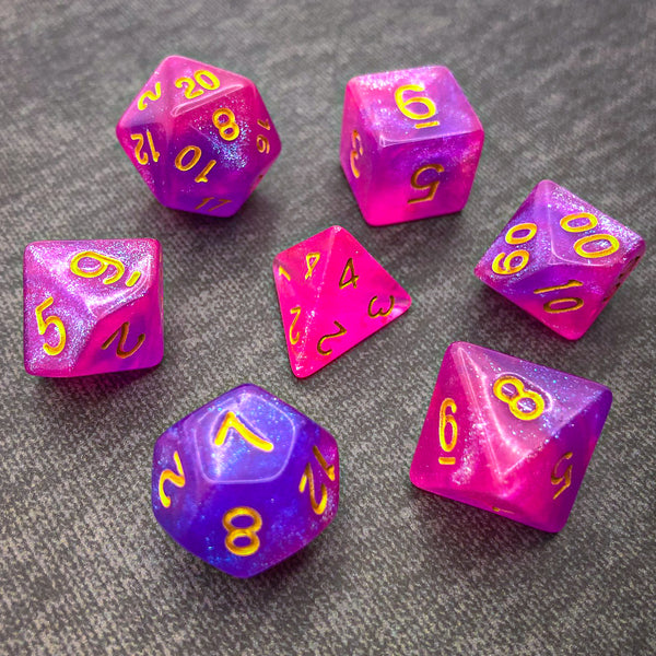 Purple and Pink with Gold Text - The Dice Viking - Dice Set