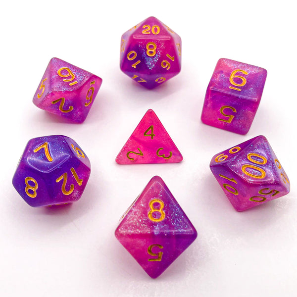 Purple and Pink with Gold Text - The Dice Viking - Dice Set