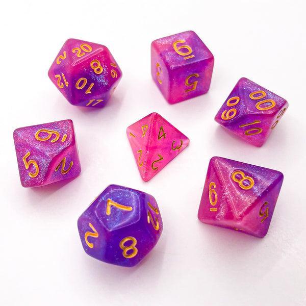 Purple and Pink with Gold Text - The Dice Viking - Dice Set