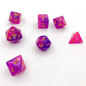 Purple and Pink with Gold Text - The Dice Viking - Dice Set