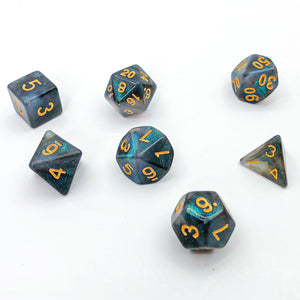 Green, Black and Silver with Gold Text - The Dice Viking - Dice Set