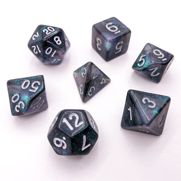 Green, Black, and Silver with Silver Text - The Dice Viking - Dice Set