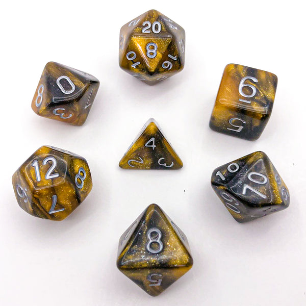 Yellow and Black with Silver Text - The Dice Viking - Dice Set