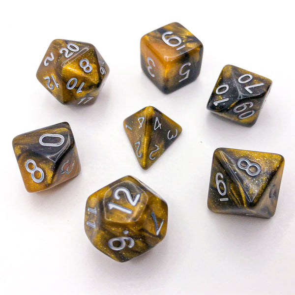 Yellow and Black with Silver Text - The Dice Viking - Dice Set