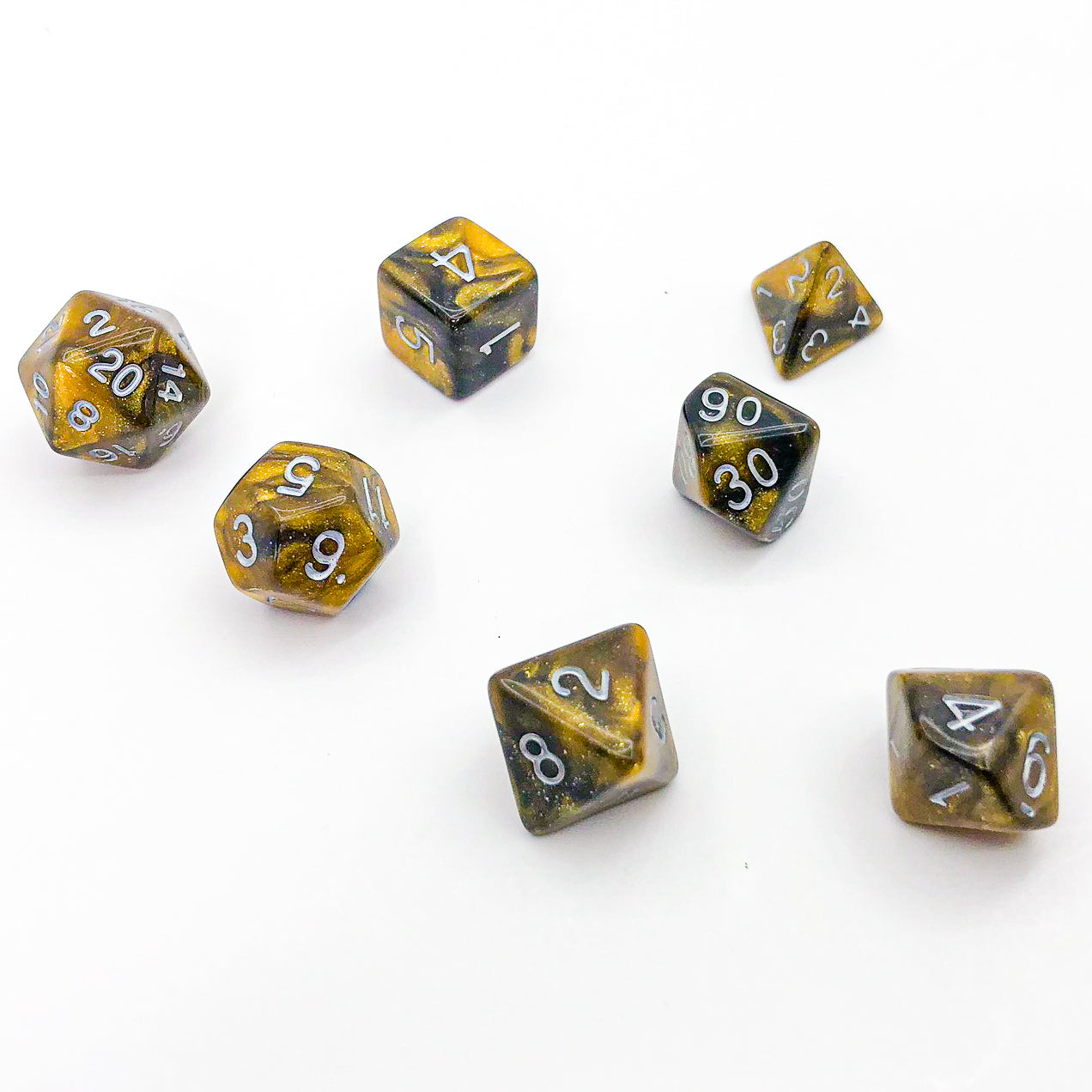 Yellow and Black with Silver Text - The Dice Viking - Dice Set