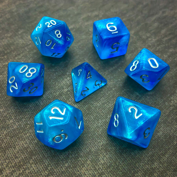 Blue Lagoon - Silver Text - The Dice Viking - Dice Set